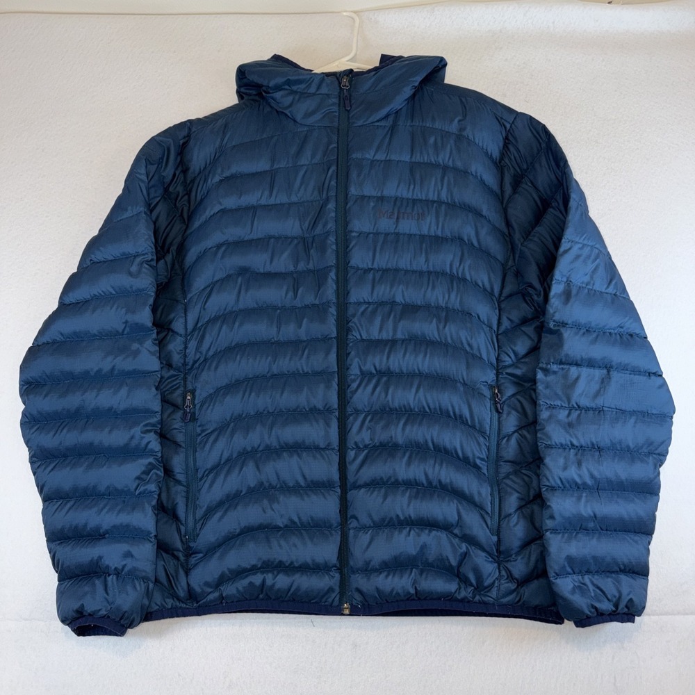 Marmot Jacket Mens XL 600 Fill Duck Down Puffer Quilted Ski Insulated Navy